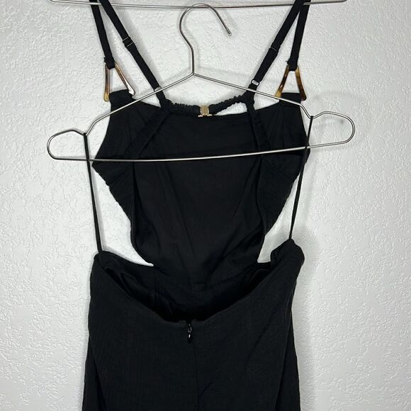 NWT JONATHAN SIMKHAI Mabel Cotton Cutout Jumpsuit XS Black - Picture 7 of 15